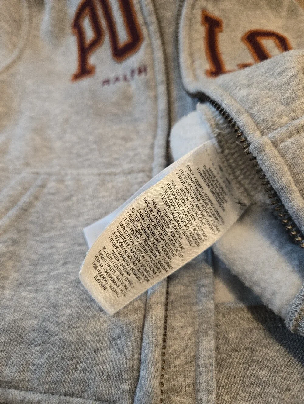 Polo Ralph Lauren Heather Gray Brown Embroidered Logo Hoodie Sweatshirt Boys 24M